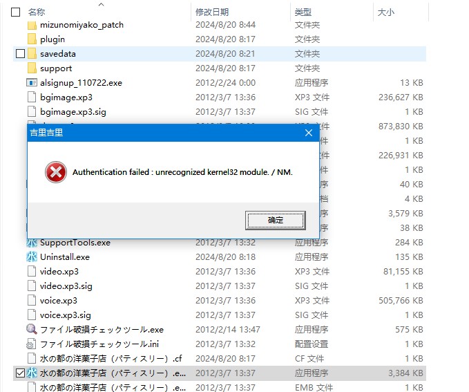 Authentication failed: unrecognized kernel32 module./ NM.